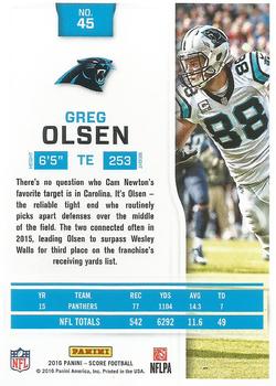 2016 Score #45 Greg Olsen Back