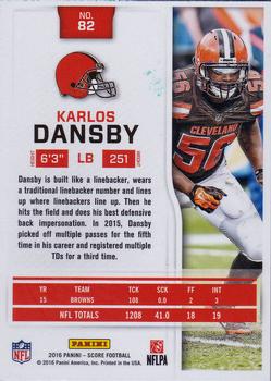 2016 Score #82 Karlos Dansby Back