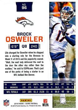 2016 Score #96 Brock Osweiler Back