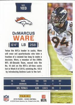2016 Score #103 DeMarcus Ware Back