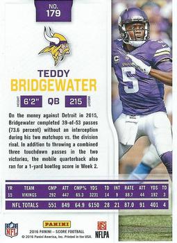 2016 Score #179 Teddy Bridgewater Back