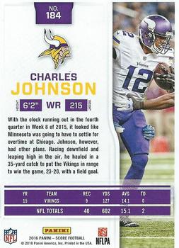 2016 Score #184 Charles Johnson Back