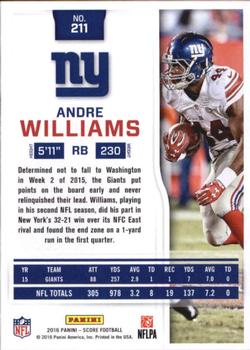 2016 Score #211 Andre Williams Back