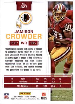 2016 Score #327 Jamison Crowder Back