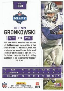 2016 Score #360 Glenn Gronkowski Back