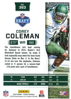 2016 Score #363 Corey Coleman Back
