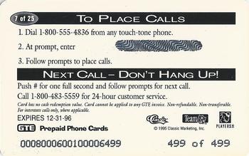 1995 Pro Line Series II - Phone Cards $2 Printer's Proofs #7 J.J. Stokes Back
