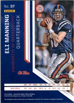 2016 Panini Prizm Collegiate Draft Picks #37 Eli Manning Back