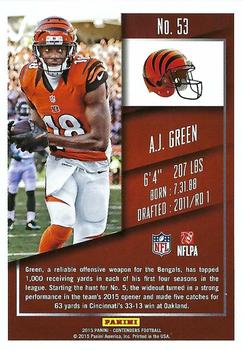 2015 Panini Contenders - Championship Ticket #53 A.J. Green Back