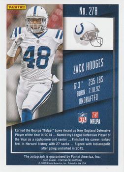 2015 Panini Contenders - Super Bowl Ticket #278 Zack Hodges Back