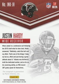 2015 Panini Contenders - Rookie Ink RPS #INK-JH Justin Hardy Back