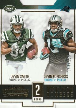 2015 Panini Contenders - Round Numbers Gold #RN7 Devin Smith / Devin Funchess Front