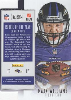 2015 Panini Contenders - Rookie of the Year Contenders #ROY14 Maxx Williams Back