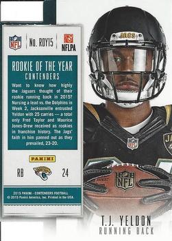 2015 Panini Contenders - Rookie of the Year Contenders #ROY15 T.J. Yeldon Back