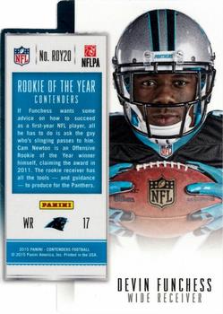2015 Panini Contenders - Rookie of the Year Contenders #ROY20 Devin Funchess Back