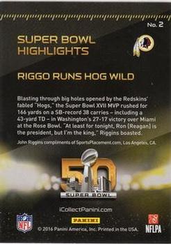 2016 Panini Super Bowl Highlights #2 John Riggins Back