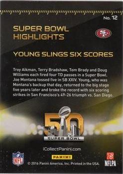 2016 Panini Super Bowl Highlights #12 Steve Young Back