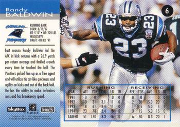1995 SkyBox Carolina Panthers #6 Randy Baldwin Back