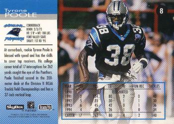 1995 SkyBox Carolina Panthers #8 Tyrone Poole Back