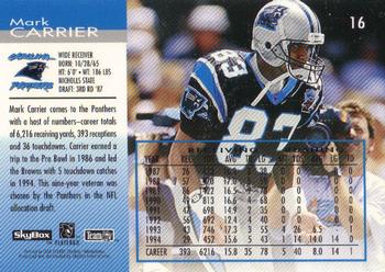 1995 SkyBox Carolina Panthers #16 Mark Carrier Back