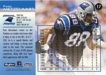 1995 SkyBox Carolina Panthers #17 Pete Metzelaars Back