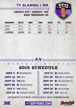 2015 TCU Horned Frogs Schedules #NNO Ty Slanina Back