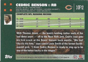2007 Topps Chicago Bears #3 Cedric Benson Back