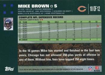 2007 Topps Chicago Bears #10 Mike Brown Back