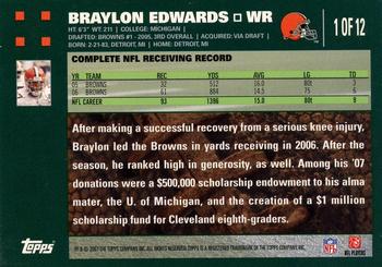 2007 Topps Cleveland Browns #1 Braylon Edwards Back