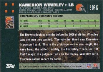 2007 Topps Cleveland Browns #5 Kamerion Wimbley Back