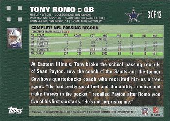 2007 Topps Dallas Cowboys #3 Tony Romo Back