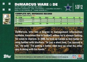 2007 Topps Dallas Cowboys #5 DeMarcus Ware Back