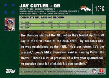 2007 Topps Denver Broncos #1 Jay Cutler Back