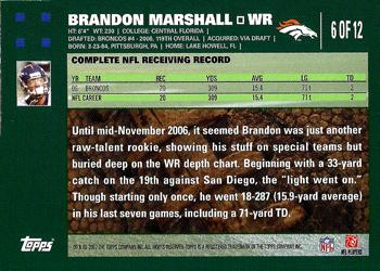 2007 Topps Denver Broncos #6 Brandon Marshall Back