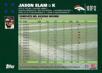 2007 Topps Denver Broncos #10 Jason Elam Back
