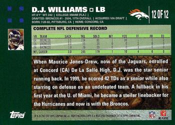 2007 Topps Denver Broncos #12 D.J. Williams Back