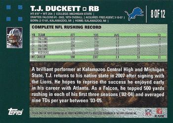 2007 Topps Detroit Lions #8 T.J. Duckett Back