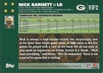 2007 Topps Green Bay Packers #10 Nick Barnett Back