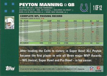 2007 Topps Indianapolis Colts #1 Peyton Manning Back