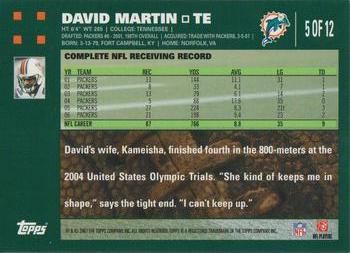 2007 Topps Miami Dolphins #5 David Martin Back