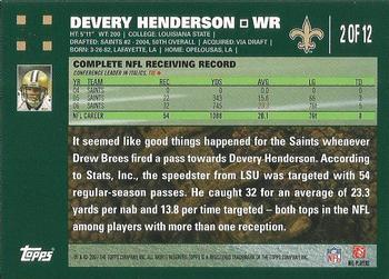 2007 Topps New Orleans Saints #2 Devery Henderson Back