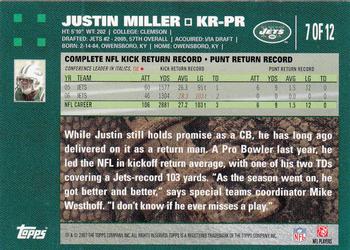 2007 Topps New York Jets #7 Justin Miller Back