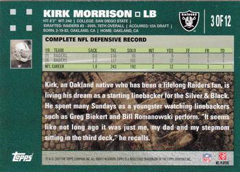2007 Topps Oakland Raiders #3 Kirk Morrison Back