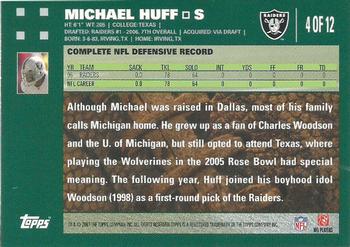 2007 Topps Oakland Raiders #4 Michael Huff Back