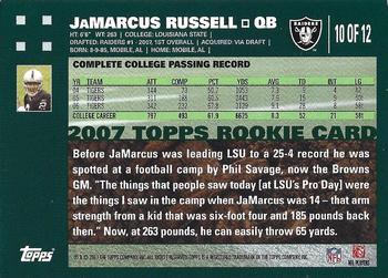 2007 Topps Oakland Raiders #10 JaMarcus Russell Back