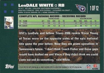 2007 Topps Tennessee Titans #1 LenDale White Back
