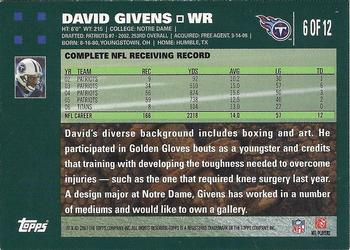 2007 Topps Tennessee Titans #6 David Givens Back