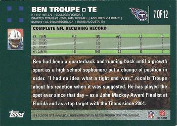 2007 Topps Tennessee Titans #7 Ben Troupe Back