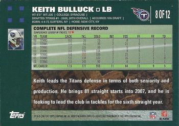 2007 Topps Tennessee Titans #8 Keith Bulluck Back