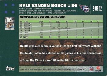 2007 Topps Tennessee Titans #9 Kyle Vanden Bosch Back